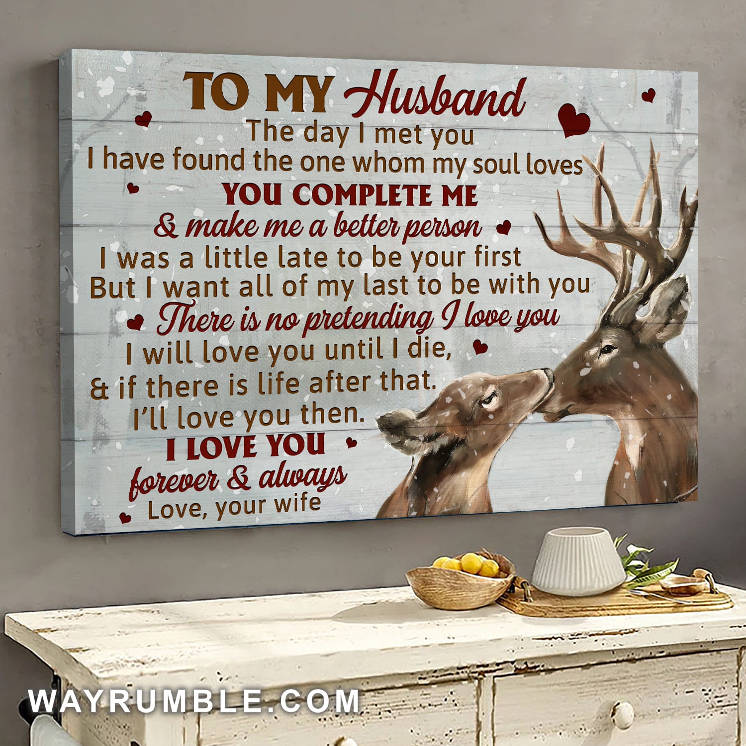 To my husband, Deer couple, There is no pretending, I love you - Couple Landscape Canvas Prints, Wall Art