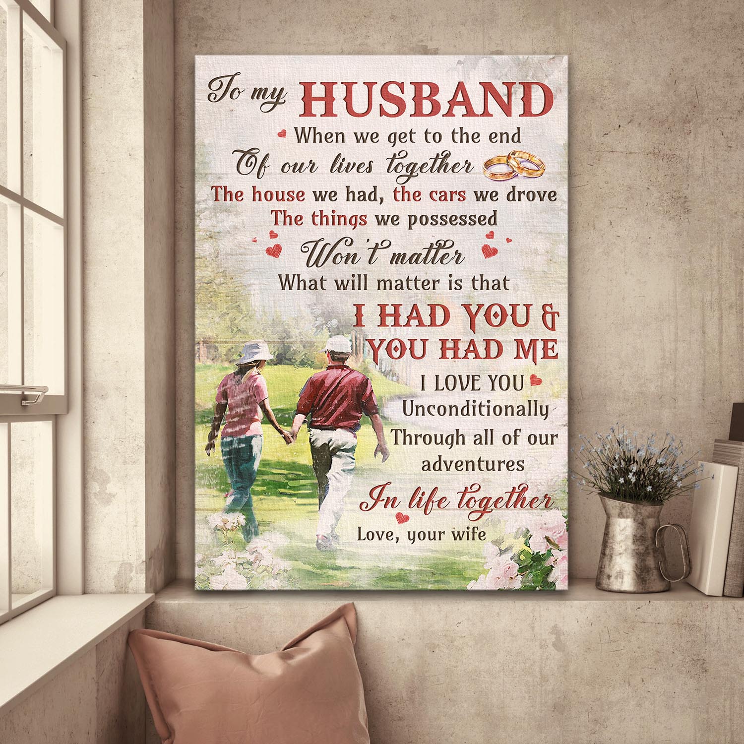 To my husband, Couple holding hands, On the park, I had you and you had me - Couple Portrait Canvas Prints, Wall Art