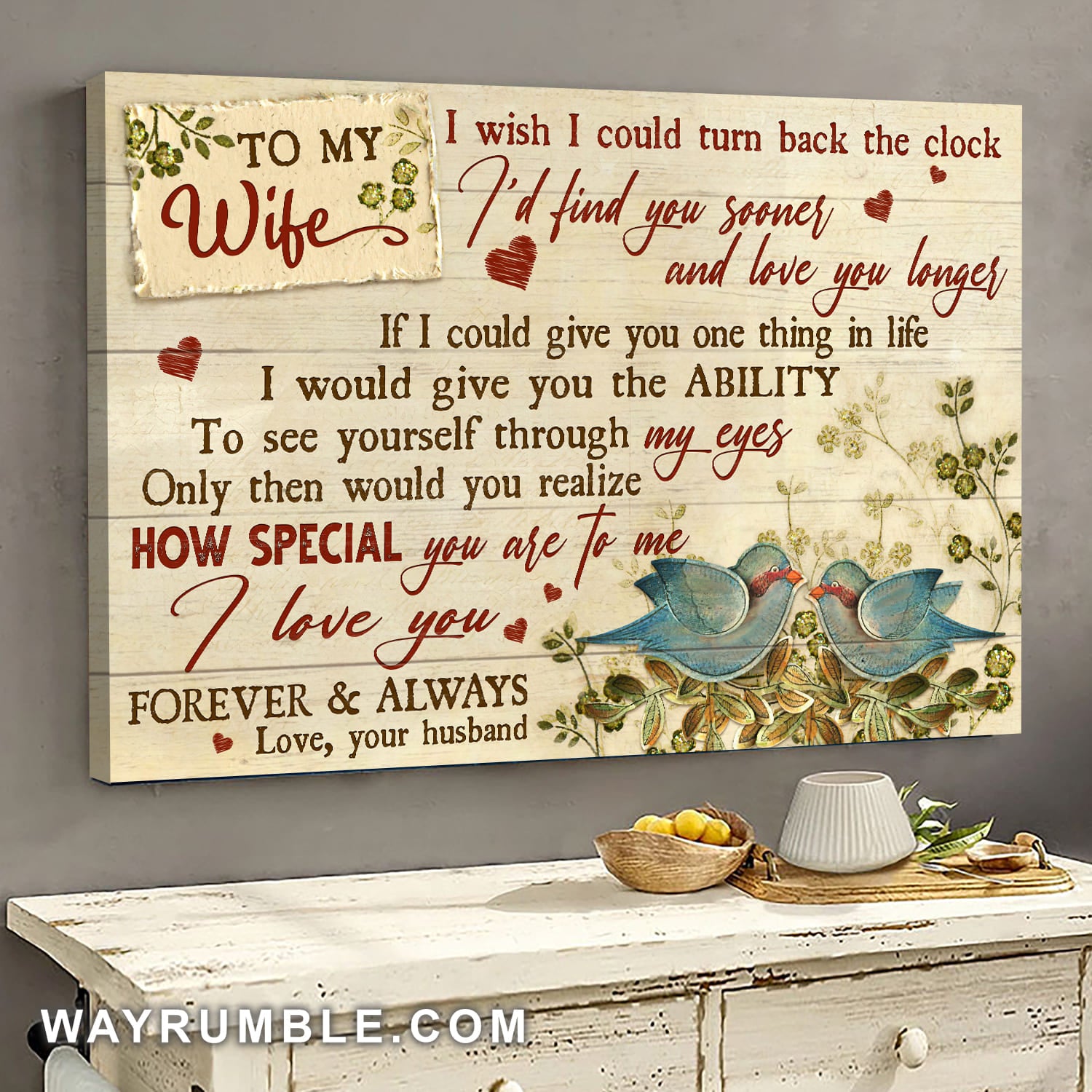 To my wife, Bird couple, I'd find you longer and love you longer - Couple Landscape Canvas Prints, Wall Art