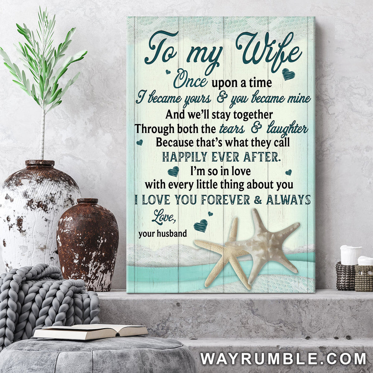 To my wife, Starfish Couple, I love you forever and always - Couple Portrait Canvas Prints, Wall Art