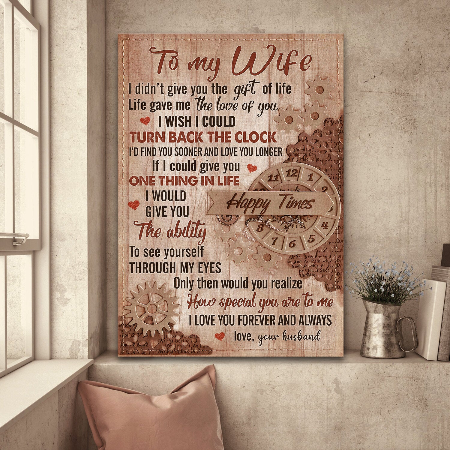 To my wife, Sprocket, Happy times, Life gave me the love of you - Couple Portrait Canvas Prints, Wall Art