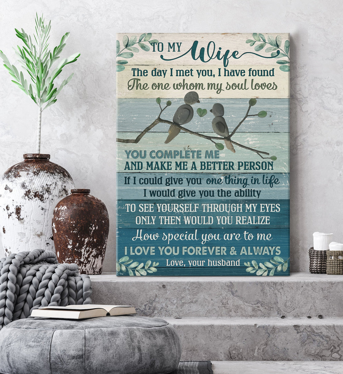 To my wife, Bird couple, On the tree, I love you forever and always - Couple Portrait Canvas Prints, Wall Art