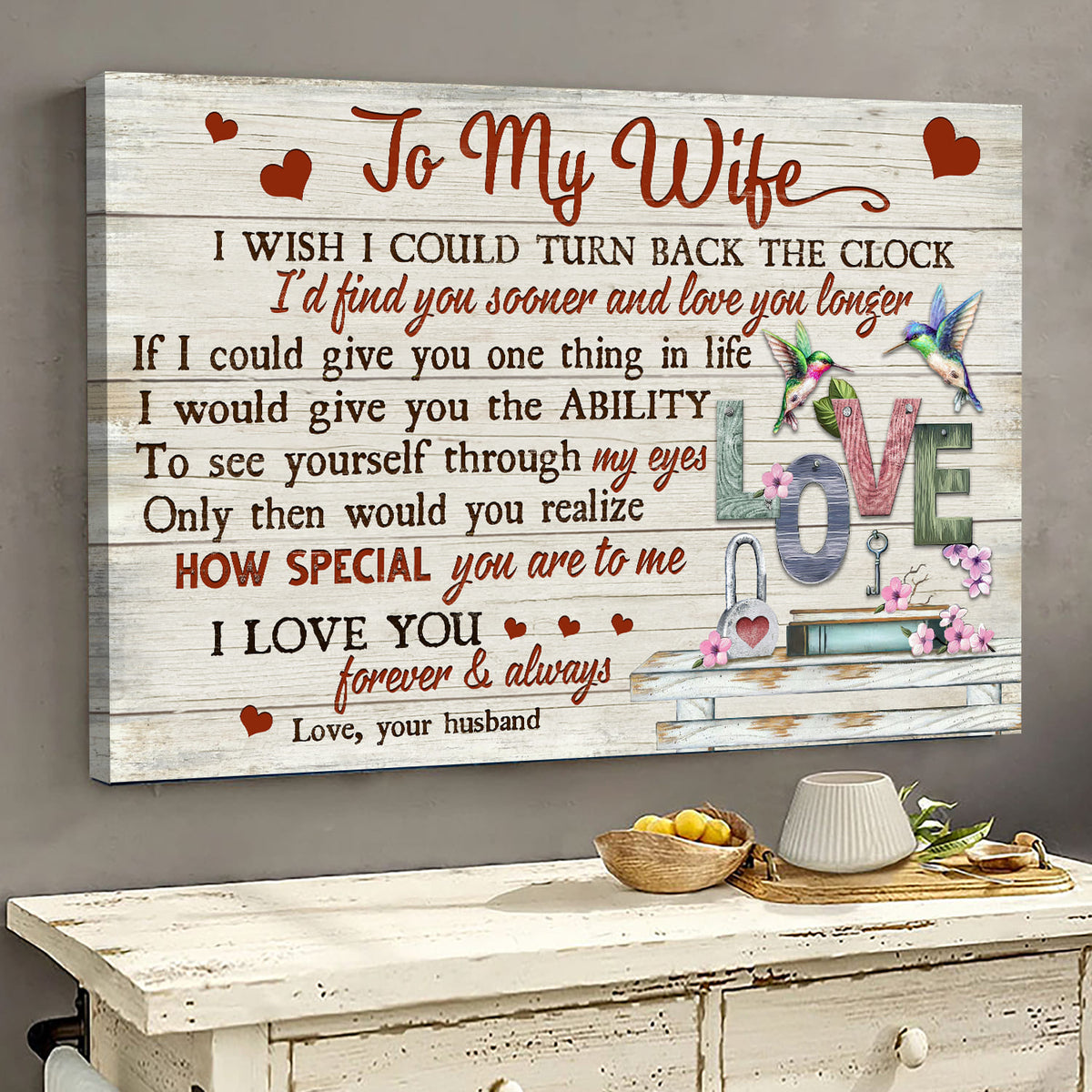 To my wife, Hummingbird Couple, I love you forever and always - Couple Landscape Canvas Prints, Wall Art