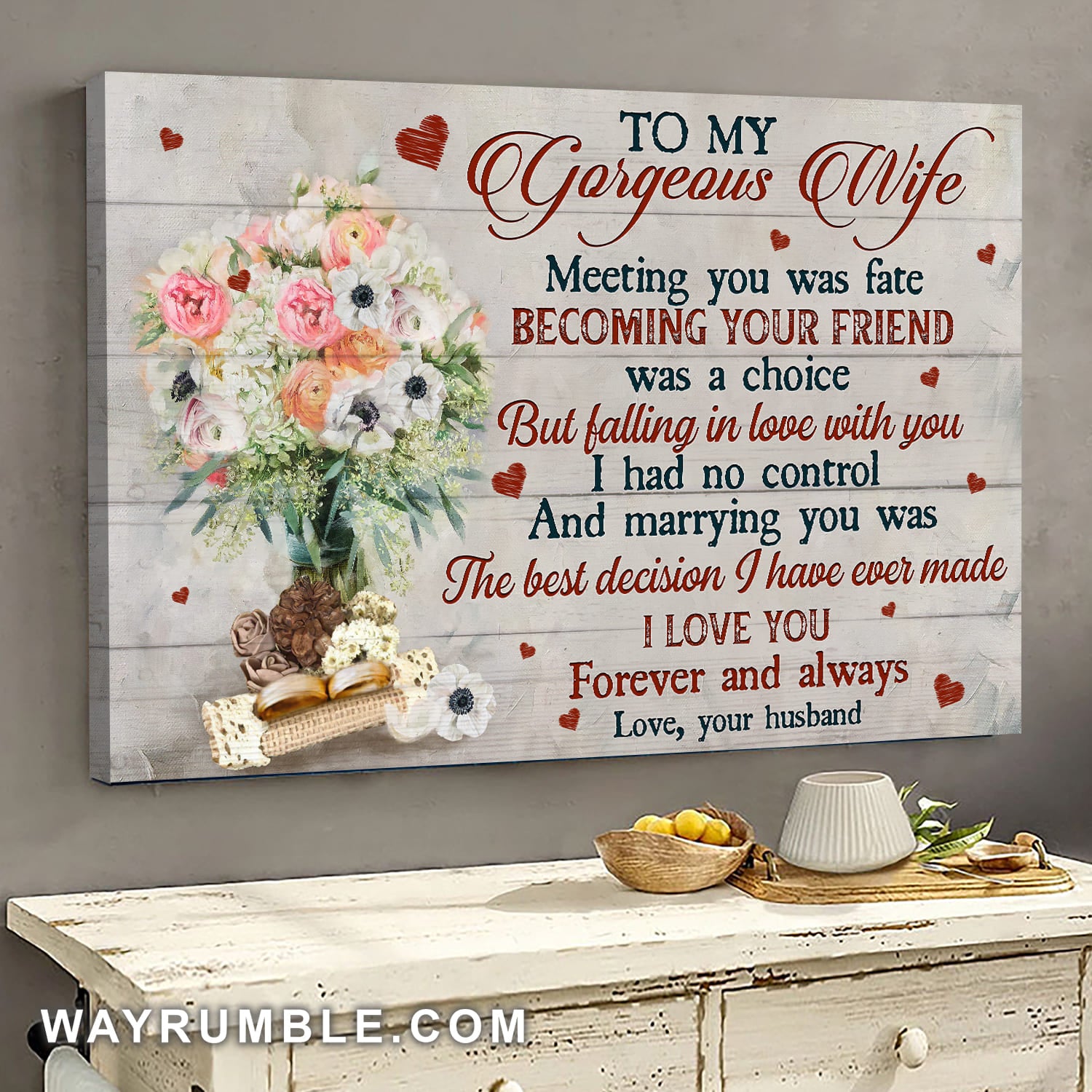 To my wife, Flower vase, Ring couple, Marrying you was the best decision I have ever made - Couple Landscape Canvas Prints, Wall Art