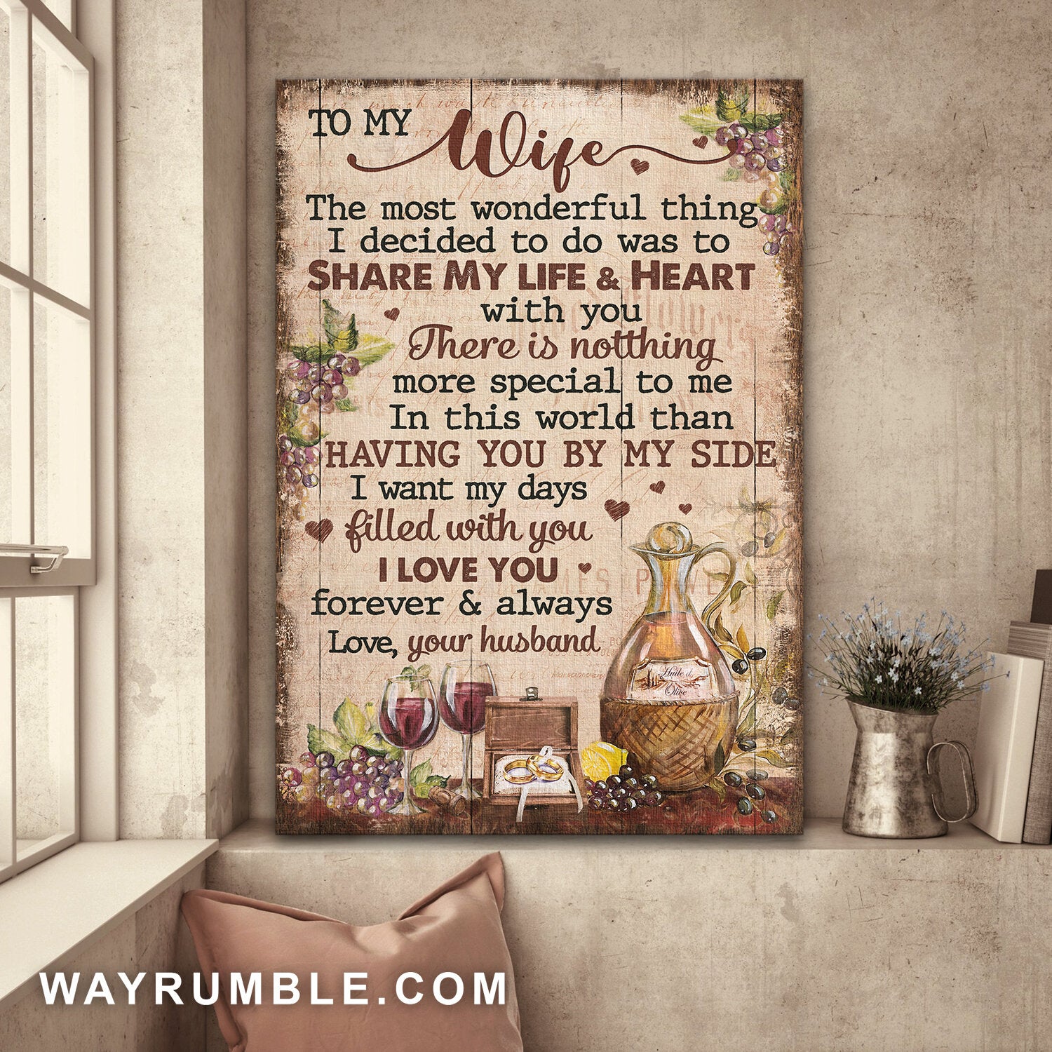 To my wife, Ring couple, I decided to do was to share my life and hear with you - Couple Portrait Canvas Prints, Wall Art