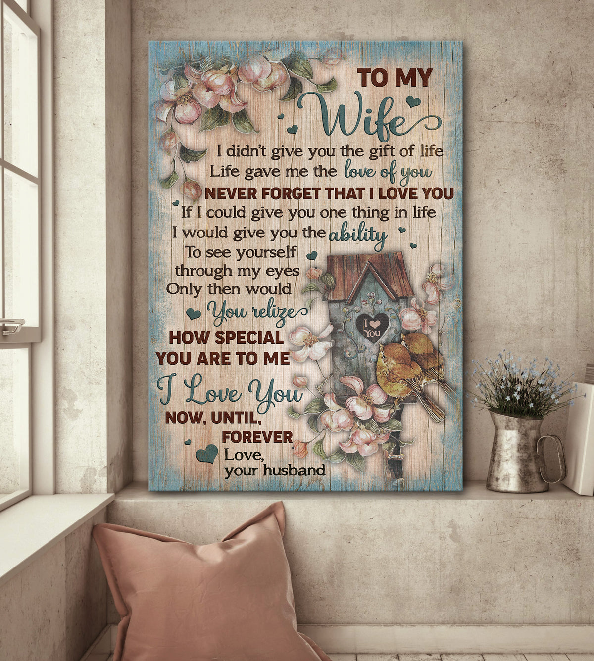To my wife, Bird home, Sparrow Couple, Never forget that I love you - Couple Portrait Canvas Prints, Wall Art