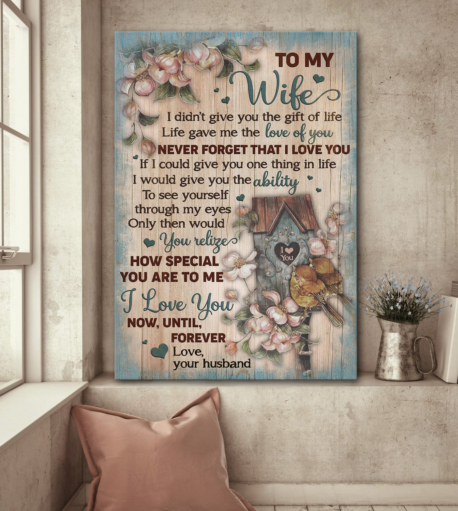 To my wife, Bird home, Sparrow Couple, Never forget that I love you - Couple Portrait Canvas Prints, Wall Art