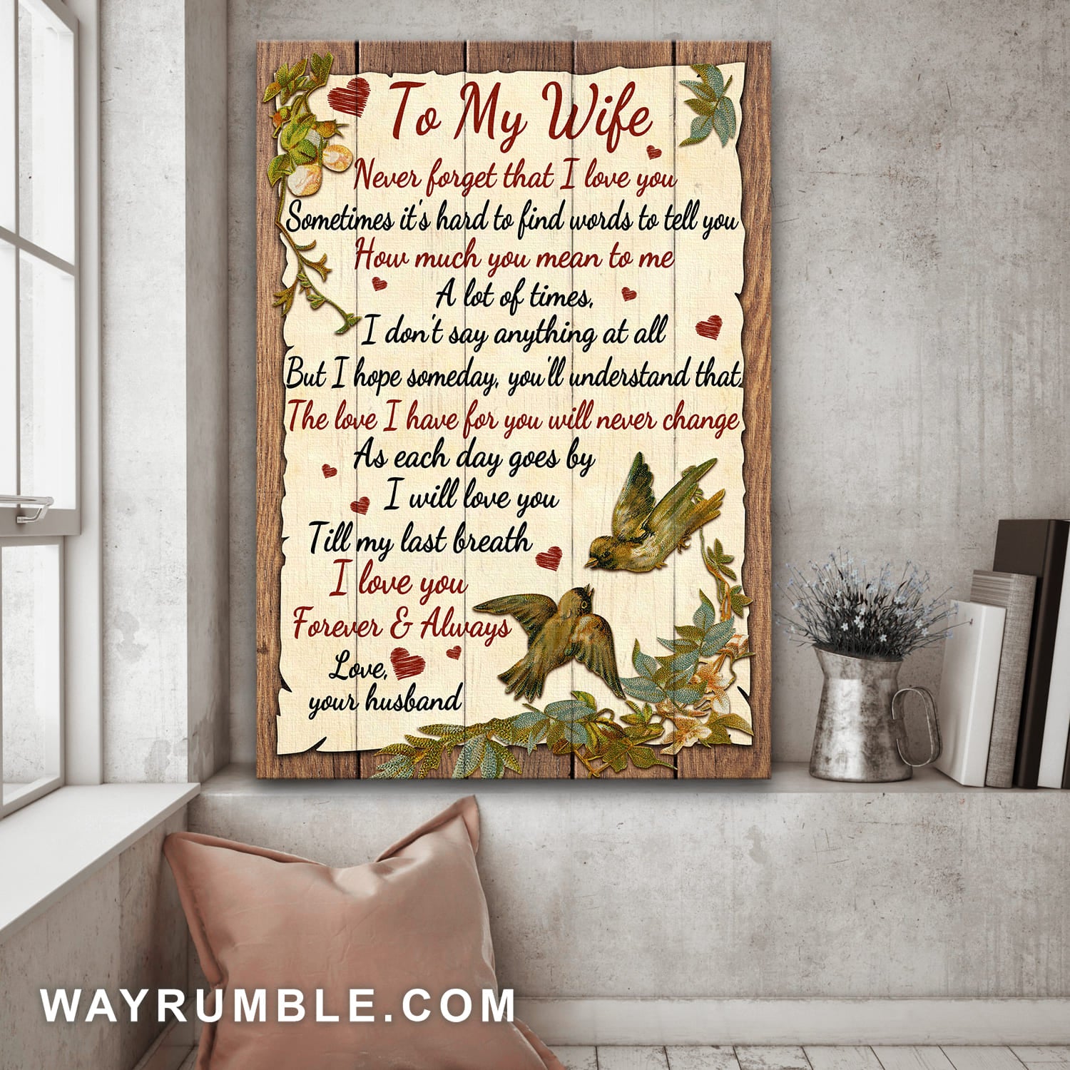 To my wife, Bird couple, The love I have for you will never change - Couple Portrait Canvas Prints, Wall Art
