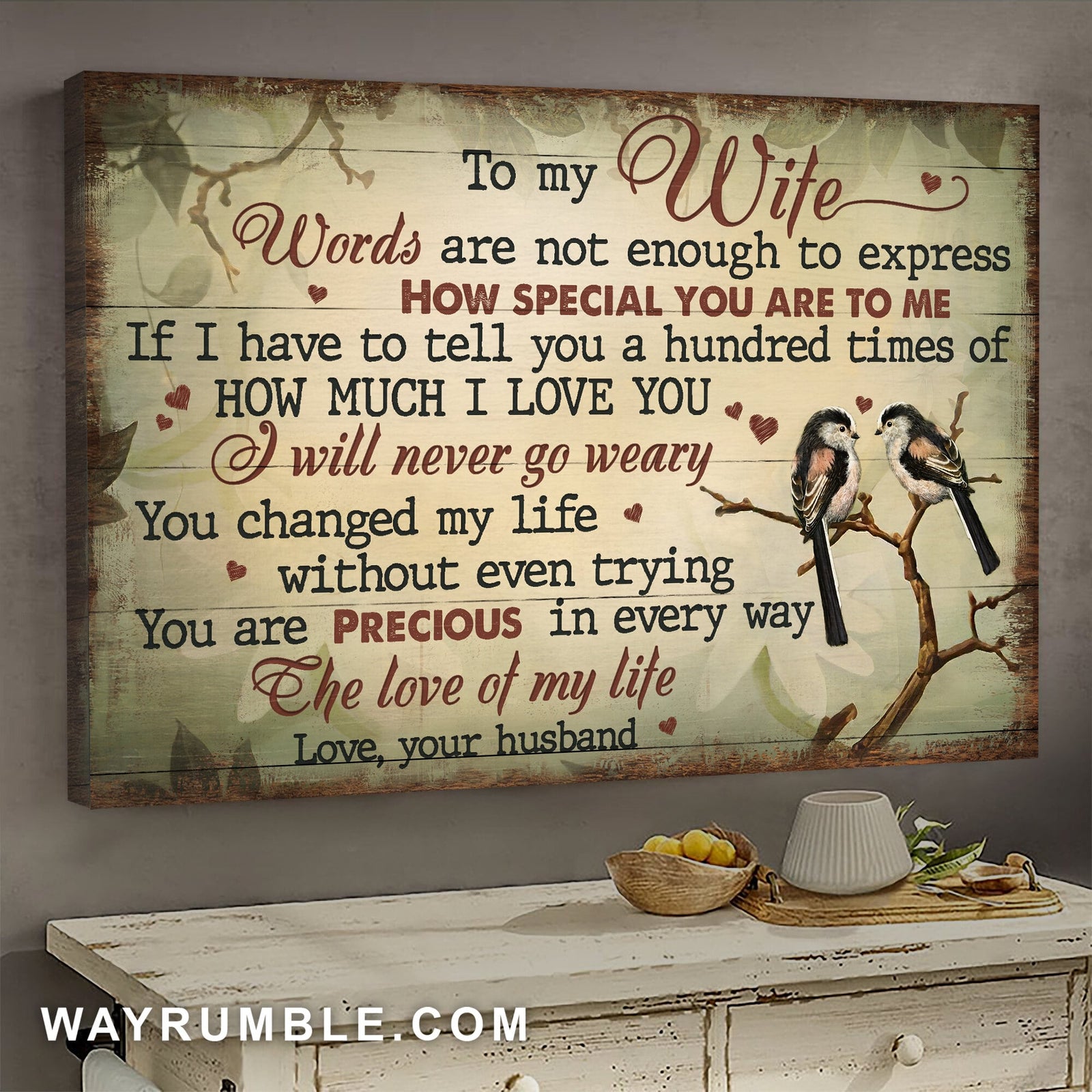 To my wife, Sparrow Couple, Words are not enough to express how special you are to me - Couple Landscape Canvas Prints, Wall Art