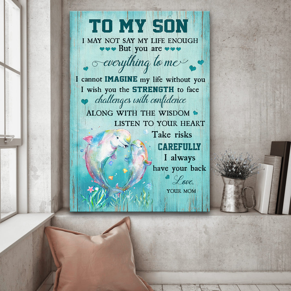 Mom to son, Dolphin mom and son, You are everything to me - Family Portrait Canvas Prints, Wall Art