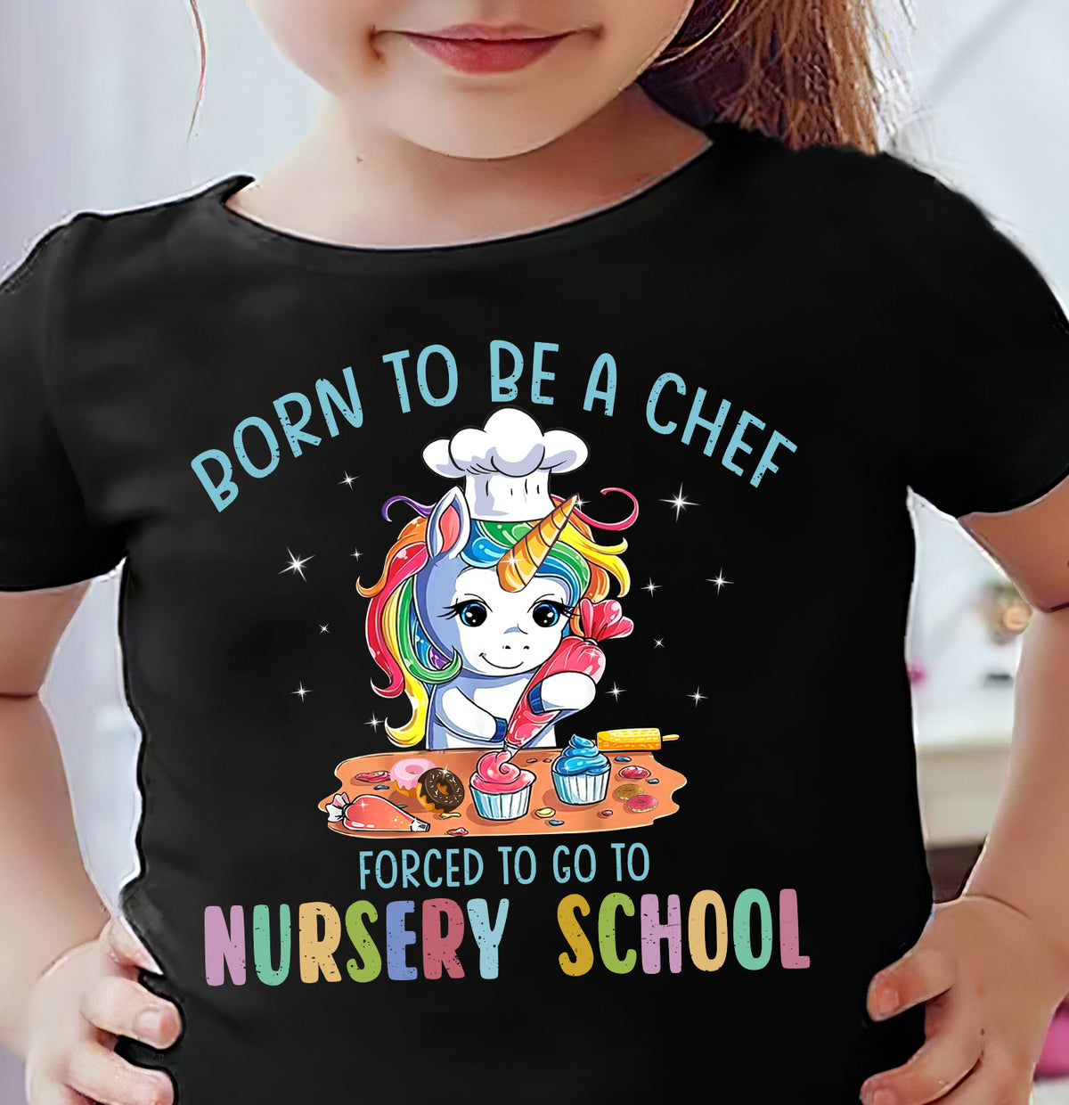 Unicorn - Born to be a chef forced to go to nursery school - Unicorn Kid T-shirt