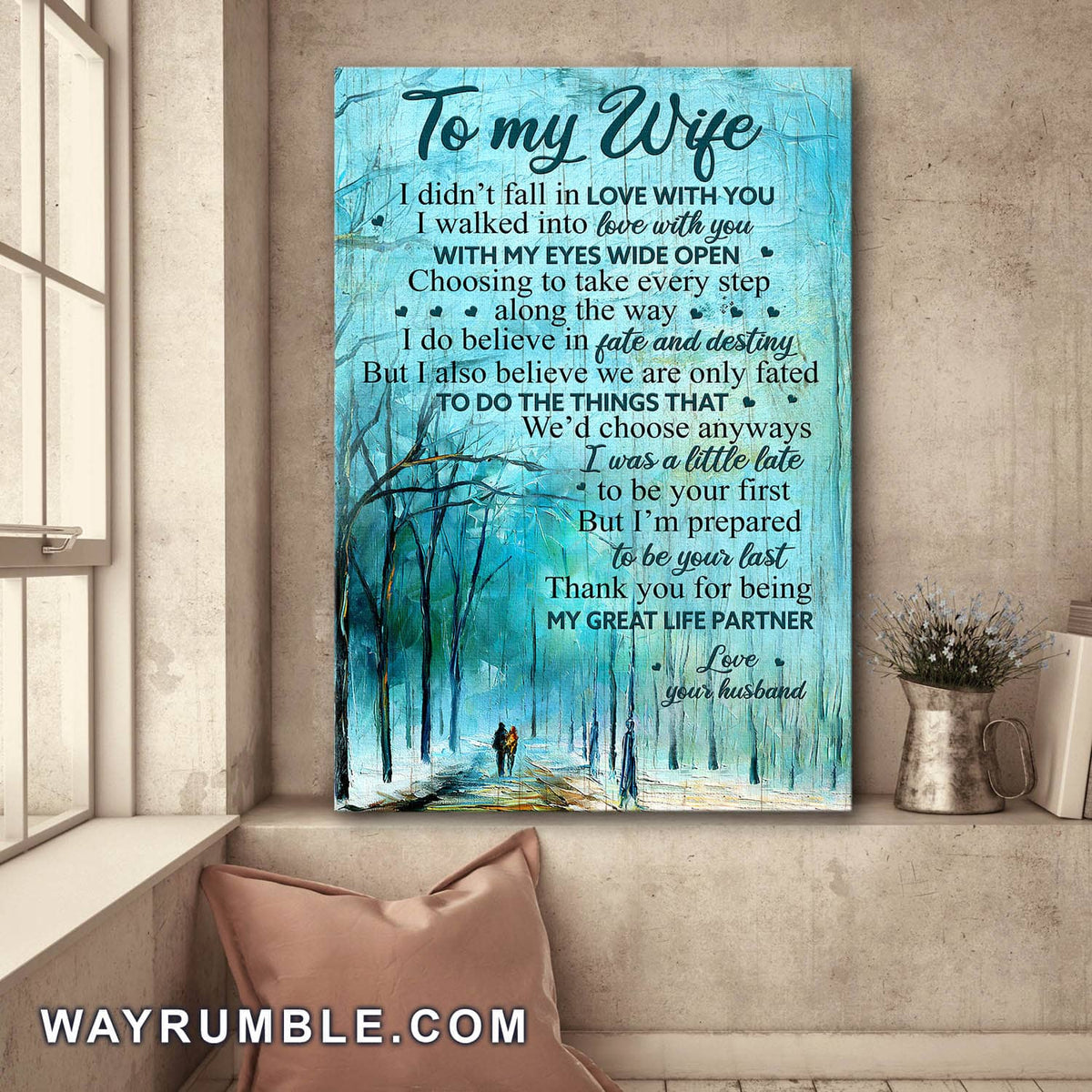 To my wife, Into the forest, I walked into love with you with my eyes wide open - Couple Portrait Canvas Prints, Wall Art