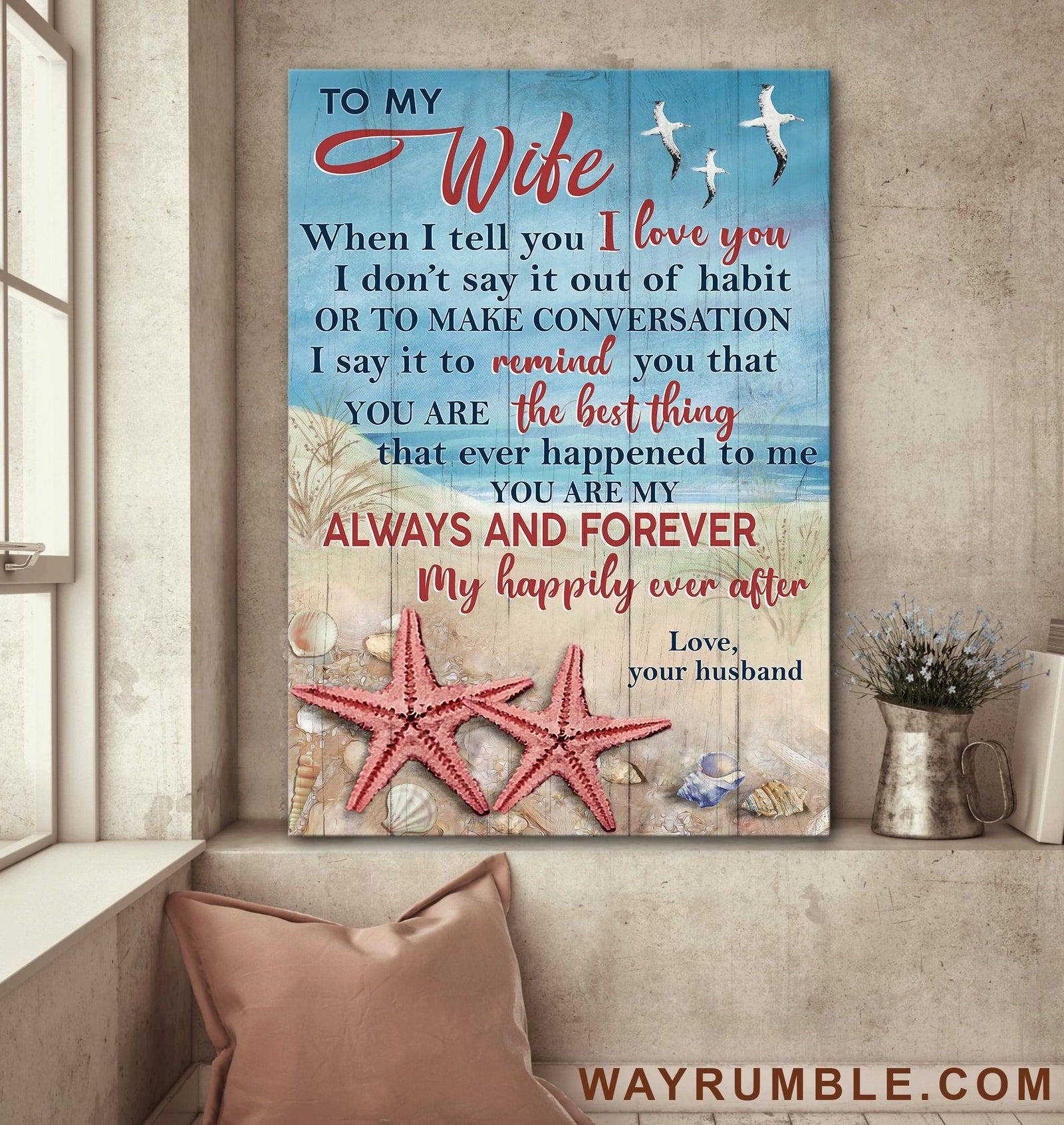 To my wife, By the beach, Starfish couple, When I tell you I love you - Couple Portrait Canvas Prints, Wall Art