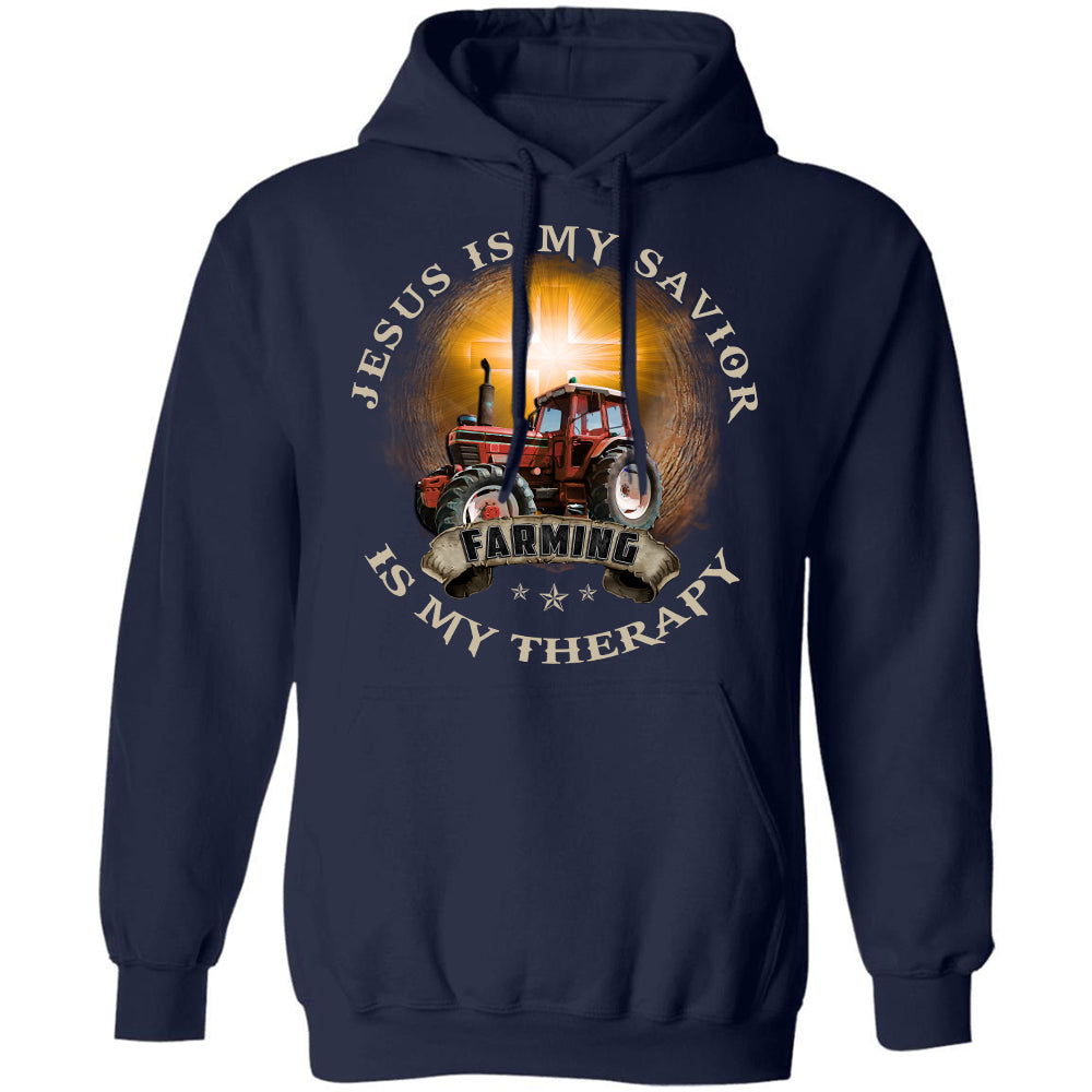 Jesus is my savior, farming is my therapy - Jesus Black Apparel