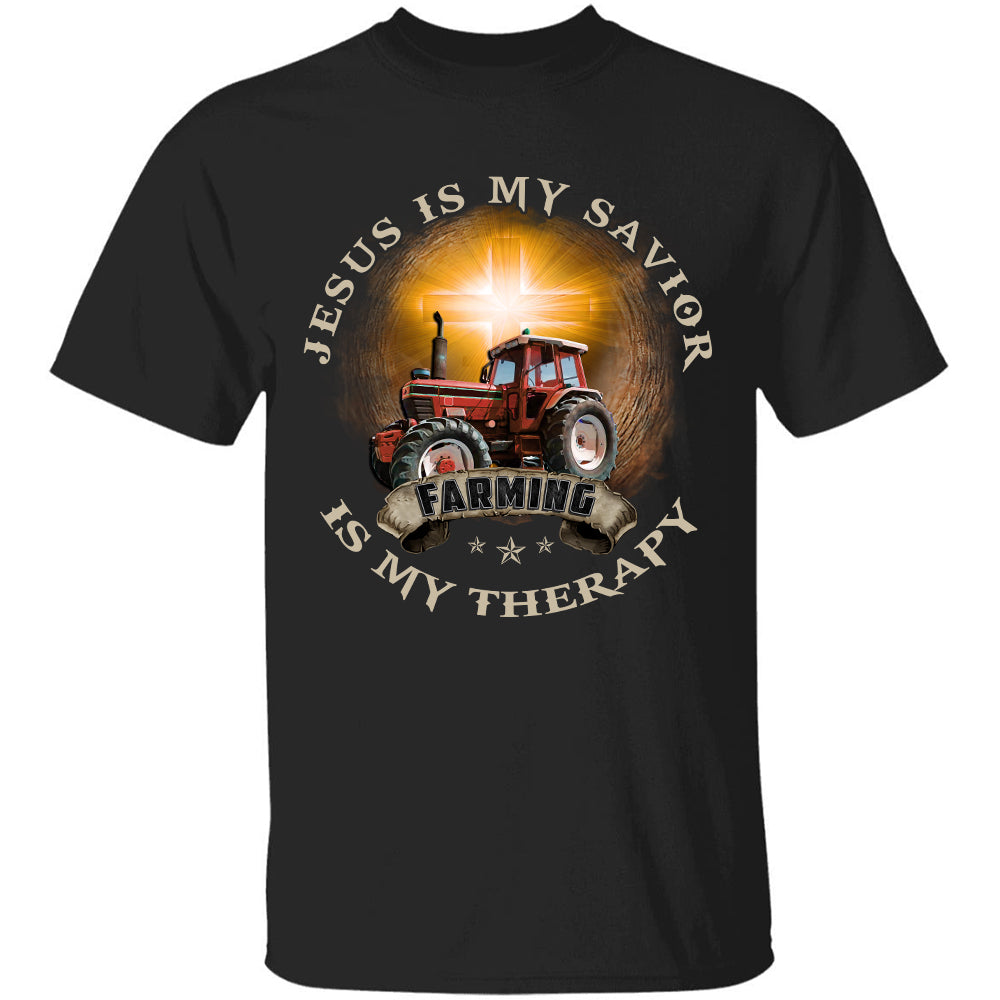 Jesus is my savior, farming is my therapy - Jesus Black Apparel