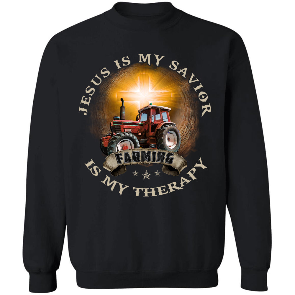 Jesus is my savior, farming is my therapy - Jesus Black Apparel